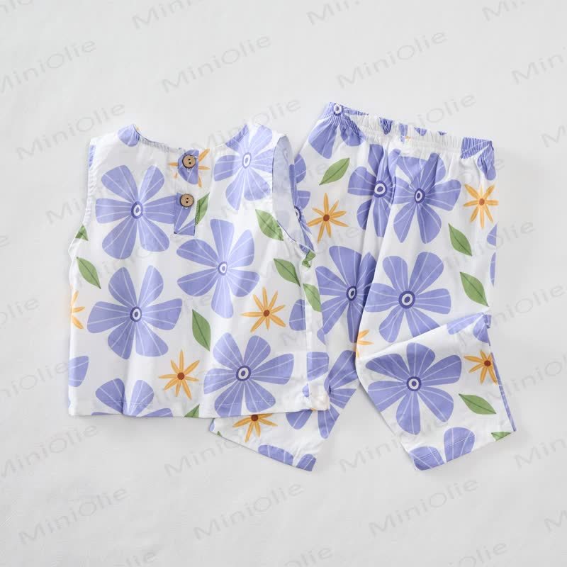 Baby Toddler Blue Flower Sleeveless 2-piece Set - image 4