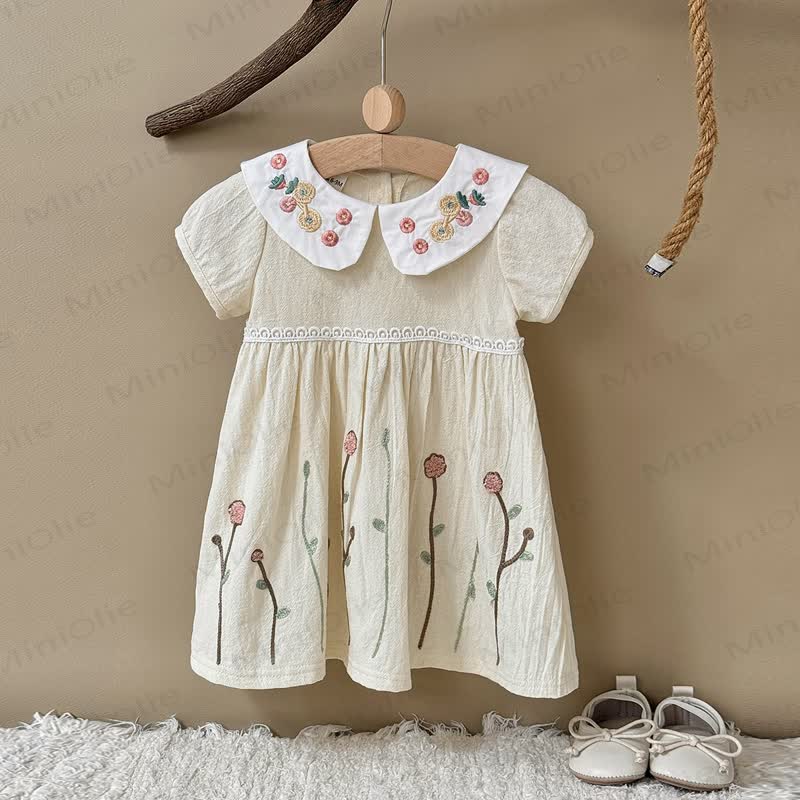 Baby Girls Apricot Floral Print Dress - Apricot - 2-3T - image 2