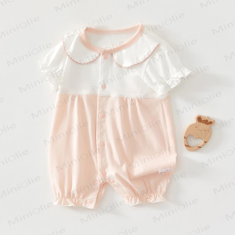 Baby Rabbit Peter Pan Collar Romper - White&Pink - 18-24M - image 5