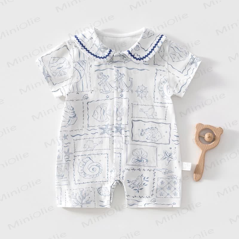 Baby Boy Ocean Print Romper - White - 18-24M - image 1