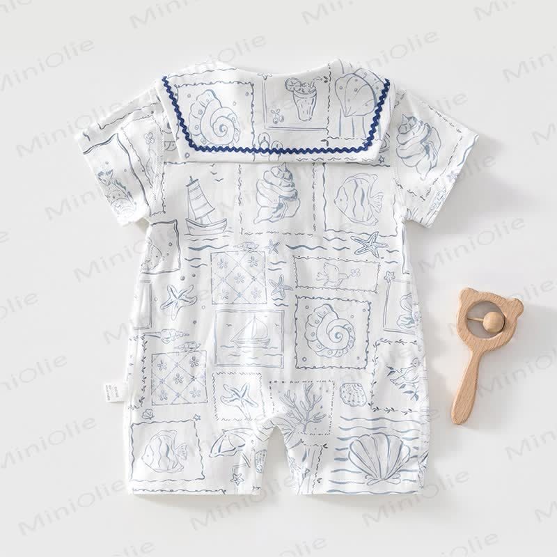 Baby Boy Ocean Print Romper - image 2