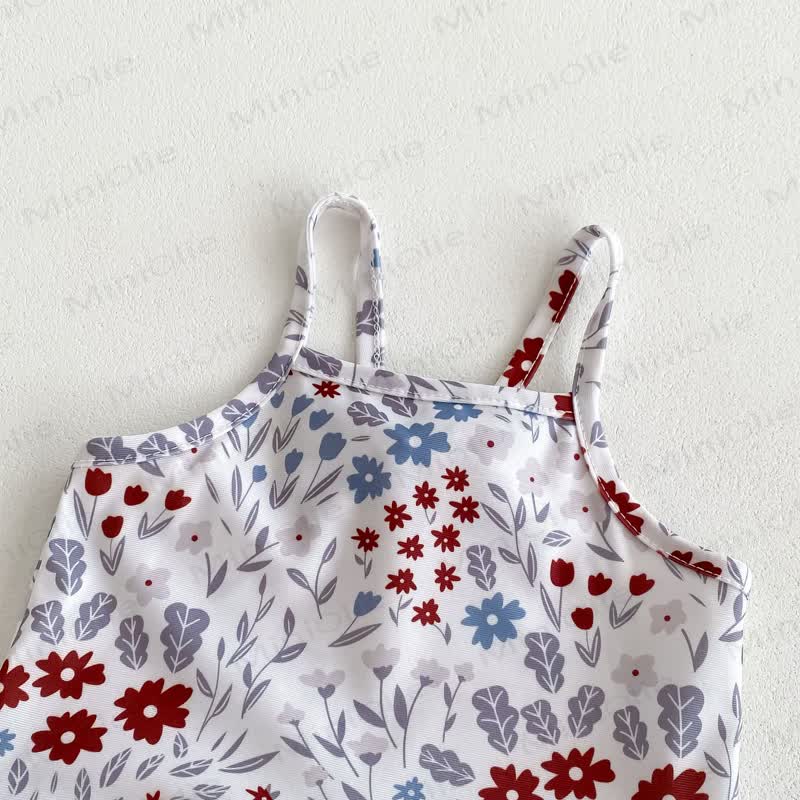 Baby Floral Ruffle One-piece Swimsuit With Hat - image 3