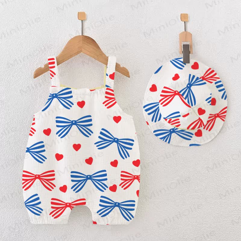 Baby Bowknot White Romper with Hat - White - 18-24M - image 1