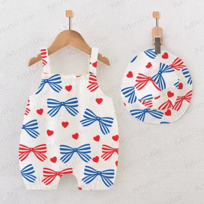 Baby Bowknot White Romper with Hat - White - 18-24M - image 1