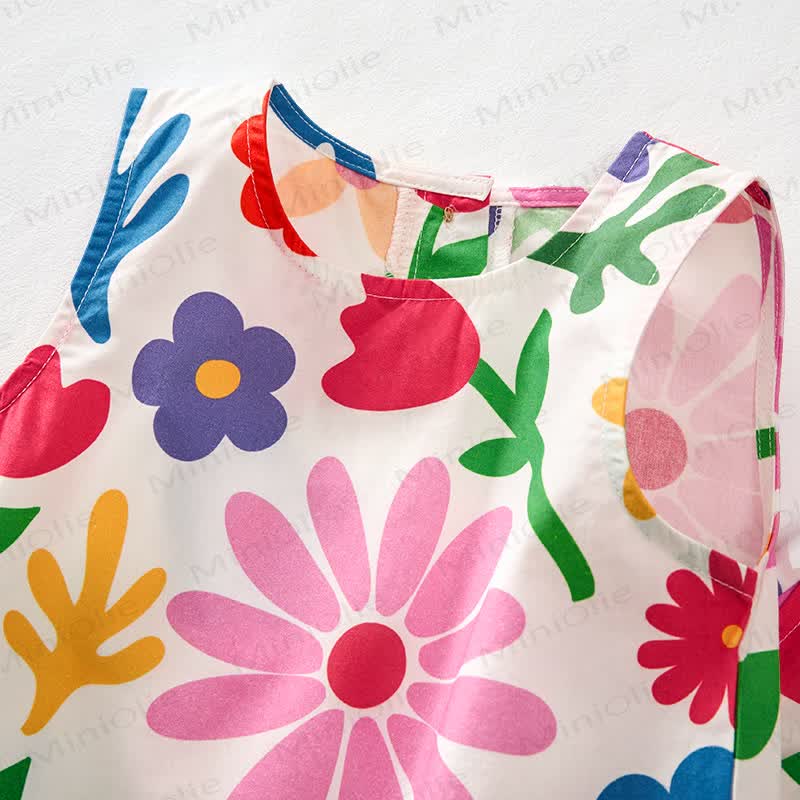 Baby Toddler Colorful Spring Flowers Sleeveless 2-piece Set - image 3