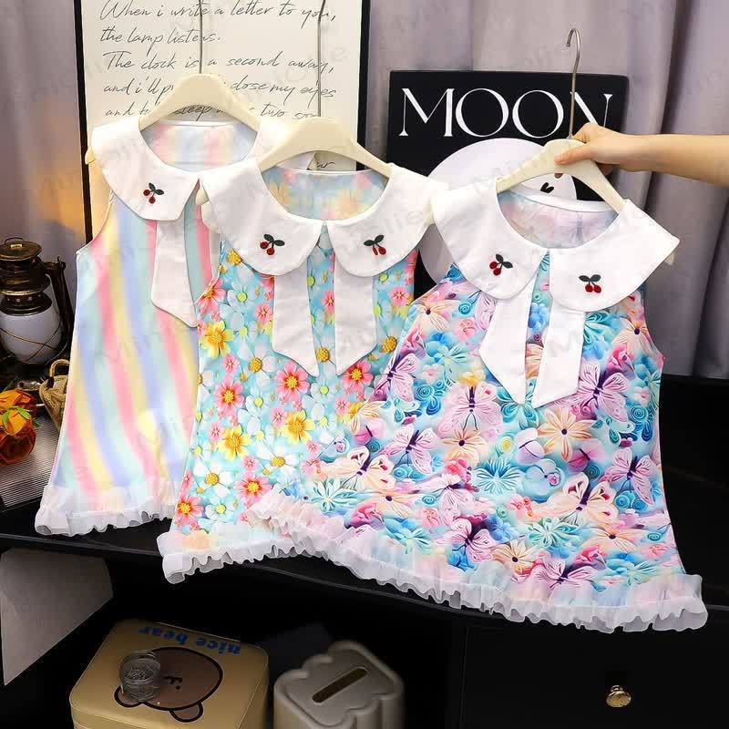 Toddler Kid Girls Butterfly Print Polyester Sleeveless Dress - image 1
