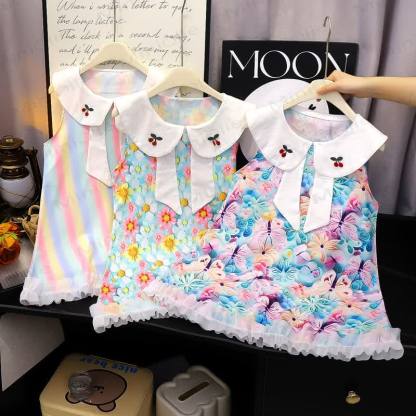 Toddler Kid Girls Butterfly Print Polyester Sleeveless Dress - image 1