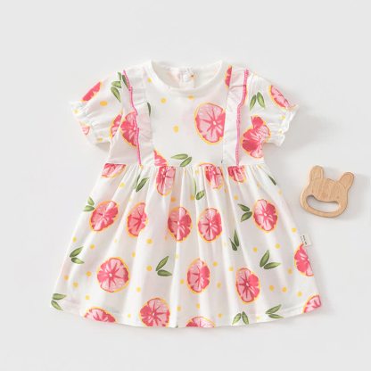 Baby Toddler Girls Cotton Dress - Red Grapefruit - 4-5T - image 5