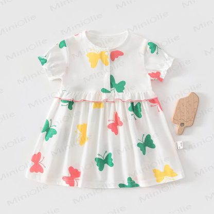 Baby Toddler Girls Cotton Dress - Multicolor Butterflies - 4-5T - image 2