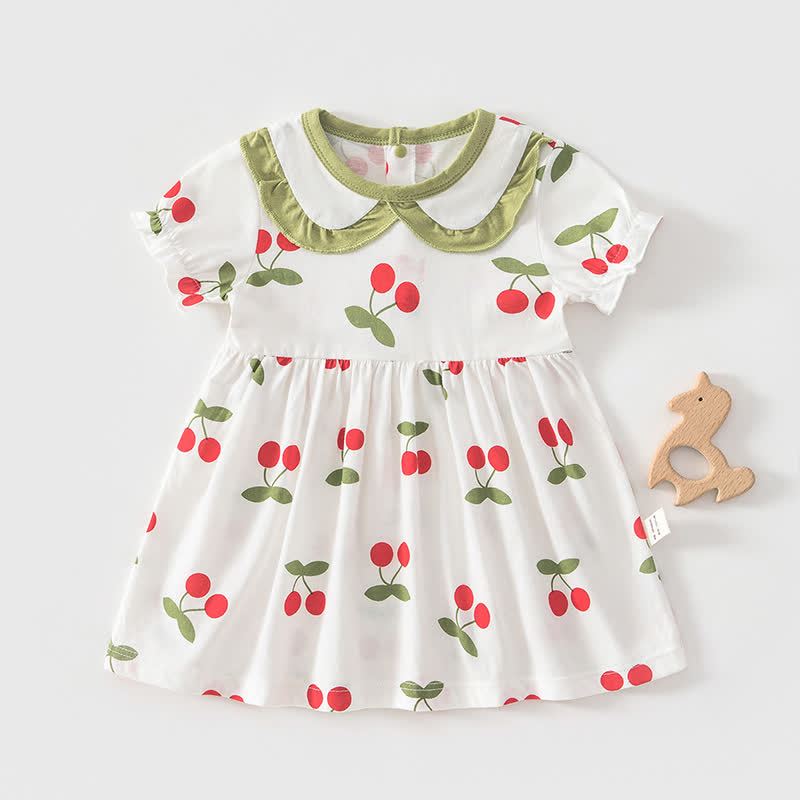 Baby Toddler Girls Cotton Dress - Red Cherry - 4-5T - image 3