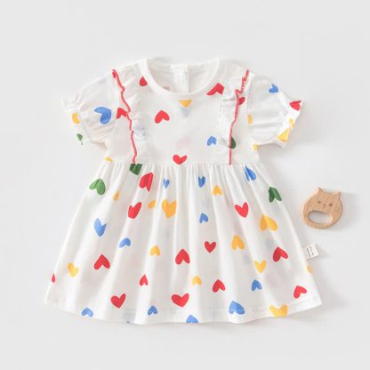 Baby Toddler Girls Cotton Dress - Multicolor Heart - 4-5T - image 4