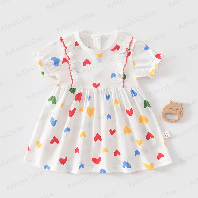 Baby Toddler Girls Cotton Dress - Multicolor Heart - 4-5T - image 4