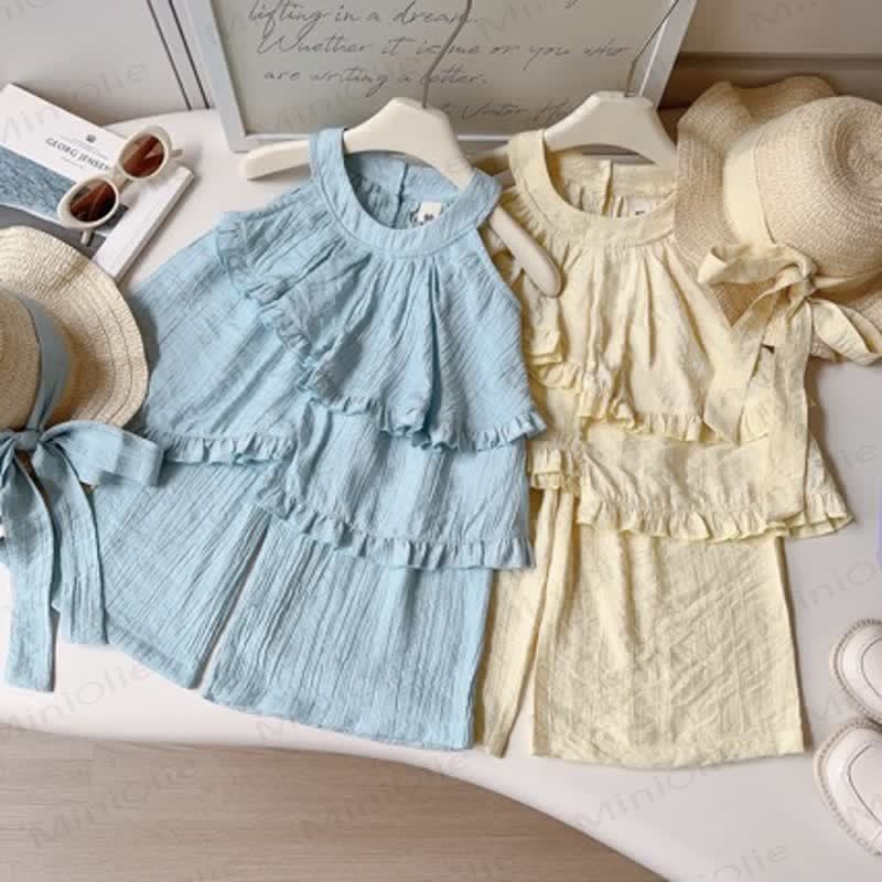 Toddler Girls Solid Color Tank Top and Pants Set  - image 2