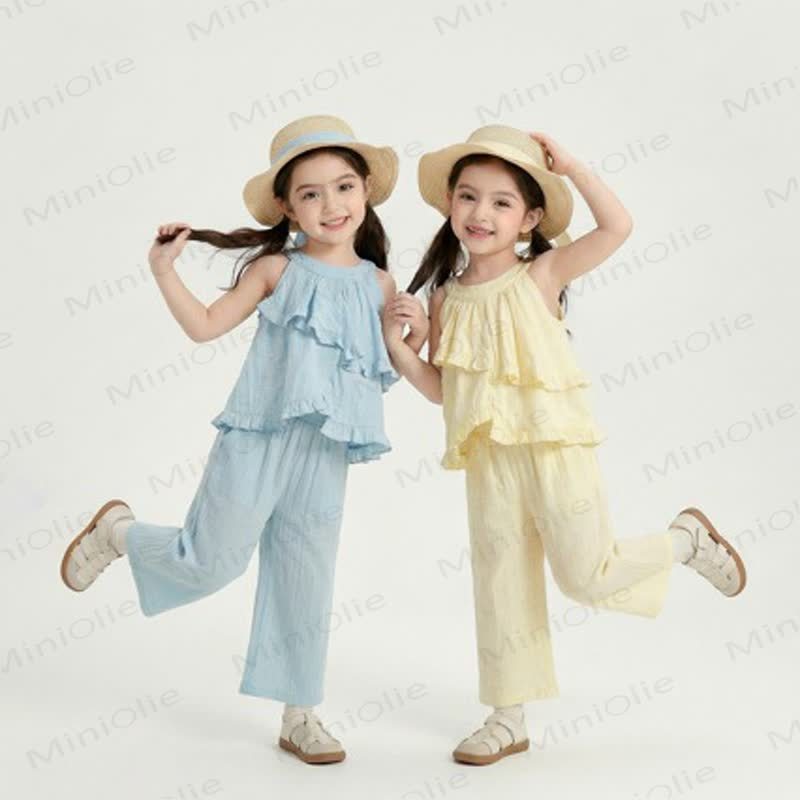 Toddler Girls Solid Color Tank Top and Pants Set  - image 1
