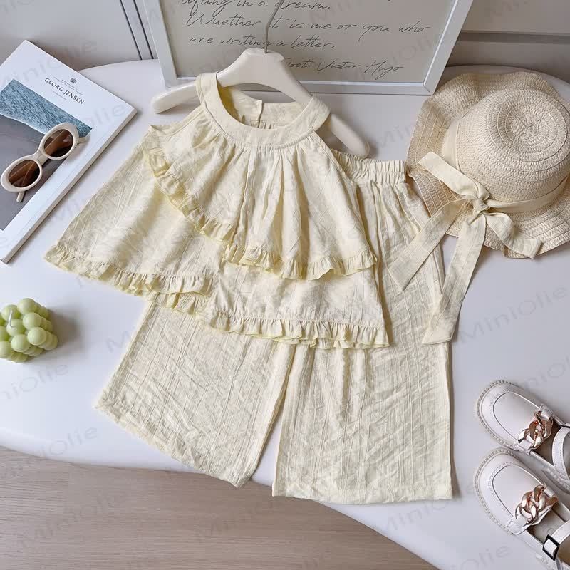 Toddler Girls Solid Color Tank Top and Pants Set  - Yellow - 8-9T - image 4