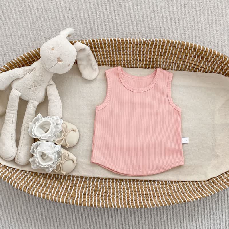 Baby Girl Solid Color Tank Top - Pink - 4-5T - image 2