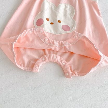 Baby Girl Flower/Rabbit Strap Romper - image 9
