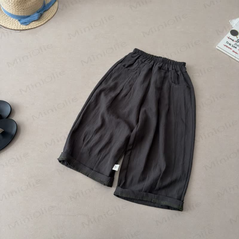 Toddler Kid Linen Solid Color Pants - Gray - 16-17T - image 5
