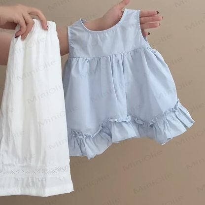 Toddler Girls Cotton Solid Color Tank Top and Pants Set - image 4