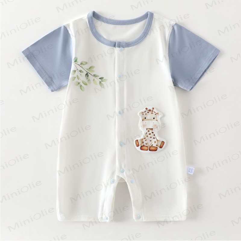 Baby Deer and Leaves Romper - Blue - 15-24M - image 2