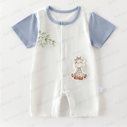 Baby Deer and Leaves Romper - Blue - 15-24M - image 2