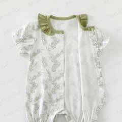 Baby White&Green Floral Ruffle Collar Romper - image 3