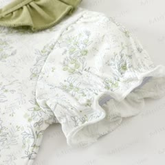 Baby White&Green Floral Ruffle Collar Romper - image 5