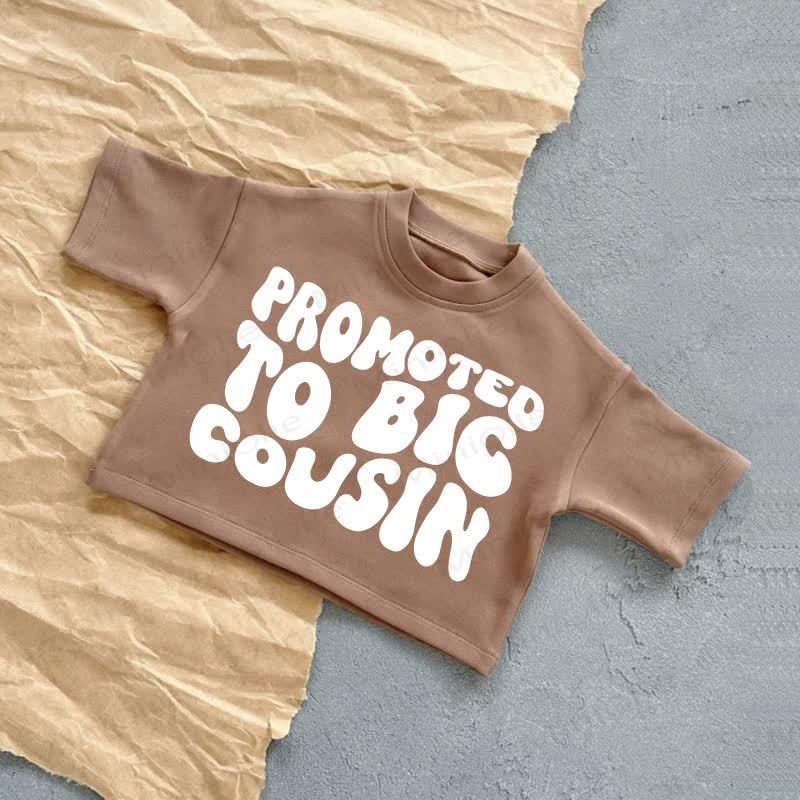 PROMOTED TO BIG COUSIN Baby Summer Casual T-Shirt - Brown - 2-3T - image 5