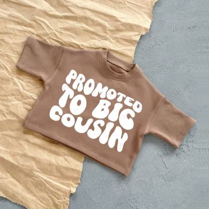 PROMOTED TO BIG COUSIN Baby Summer Casual T-Shirt - Brown - 2-3T - image 5