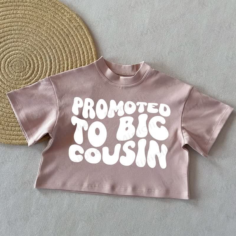 PROMOTED TO BIG COUSIN Baby Summer Casual T-Shirt - Coral Pink - 2-3T - image 3