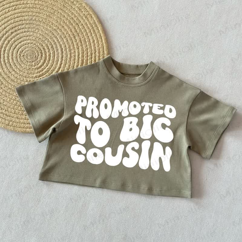 PROMOTED TO BIG COUSIN Baby Summer Casual T-Shirt - Grey Green - 2-3T - image 2