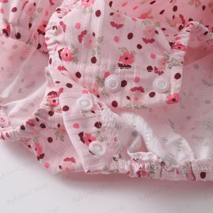  Baby Pink Floral Smocked Bodysuit withHeadband - image 4