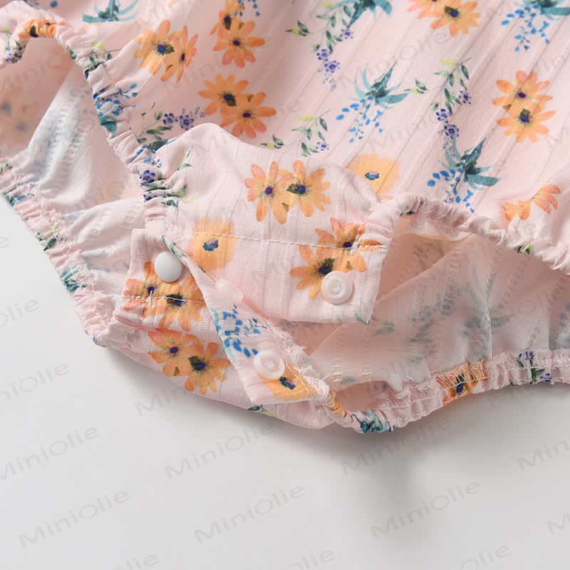 Baby  Floral Ruffled Bodysuit with Sunhat - image 4