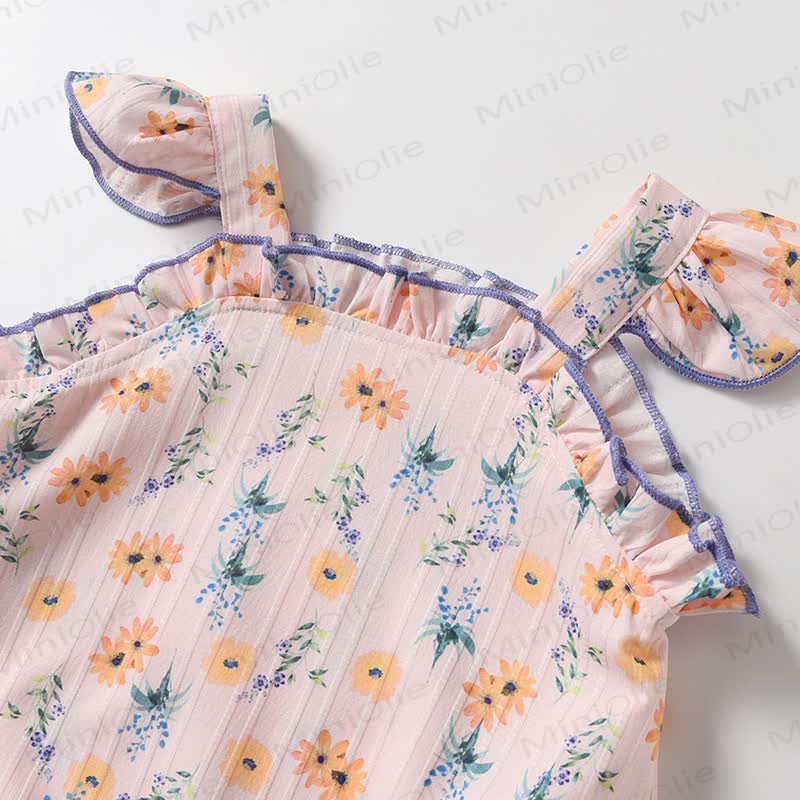 Baby  Floral Ruffled Bodysuit with Sunhat - image 2