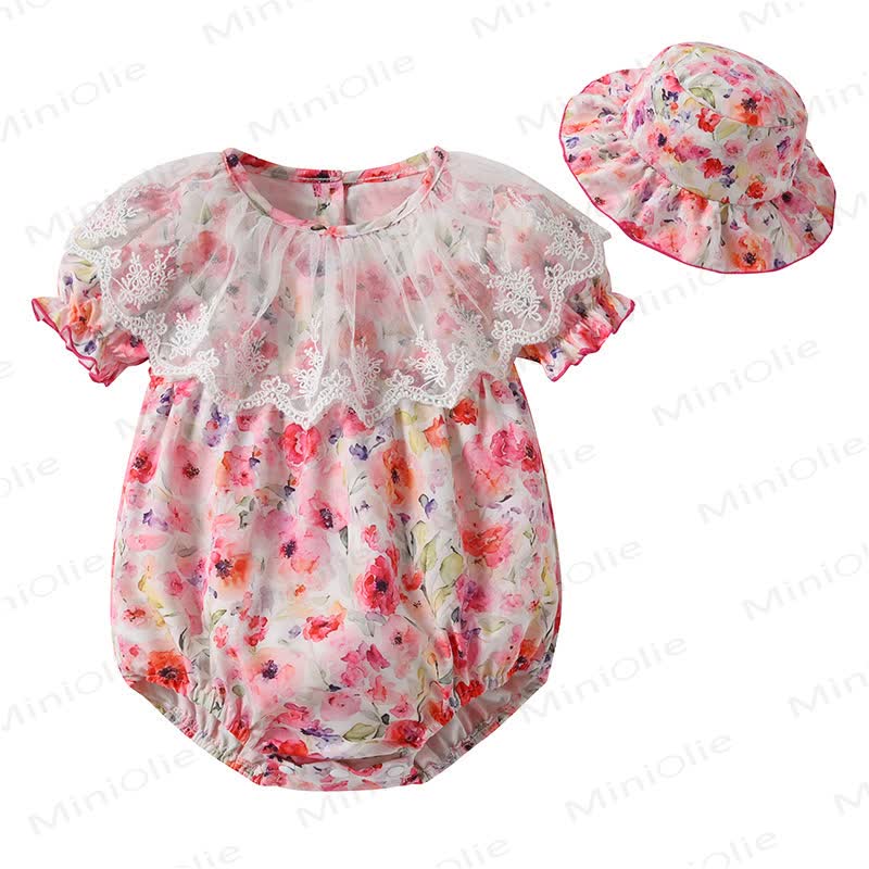 Baby Rose Lace Collar Bodysuit and Hat - image 5