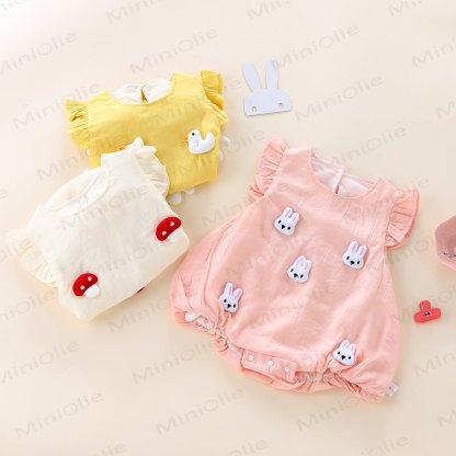 Baby Flutter Sleeve Mushroom/Duck/Bunny Bodysuit - image 2