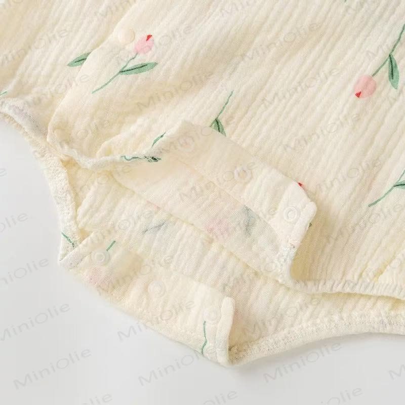 Baby Tulip Muslin Cotton Bodysuit with Hat - image 3