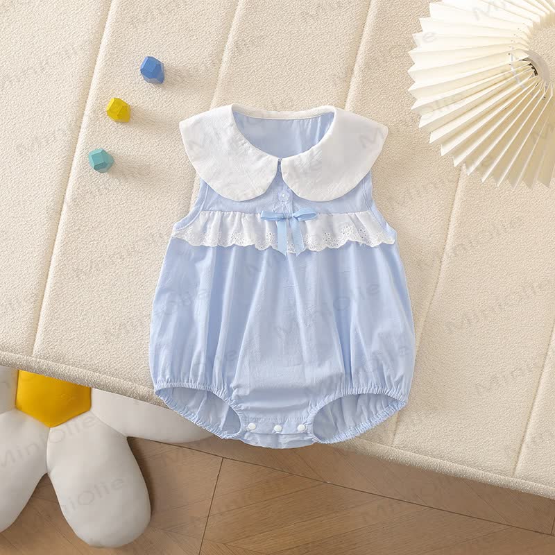 Baby Peter Pan Collar Lace Sleeveless Bodysuit - Blue - 18-24M - image 3
