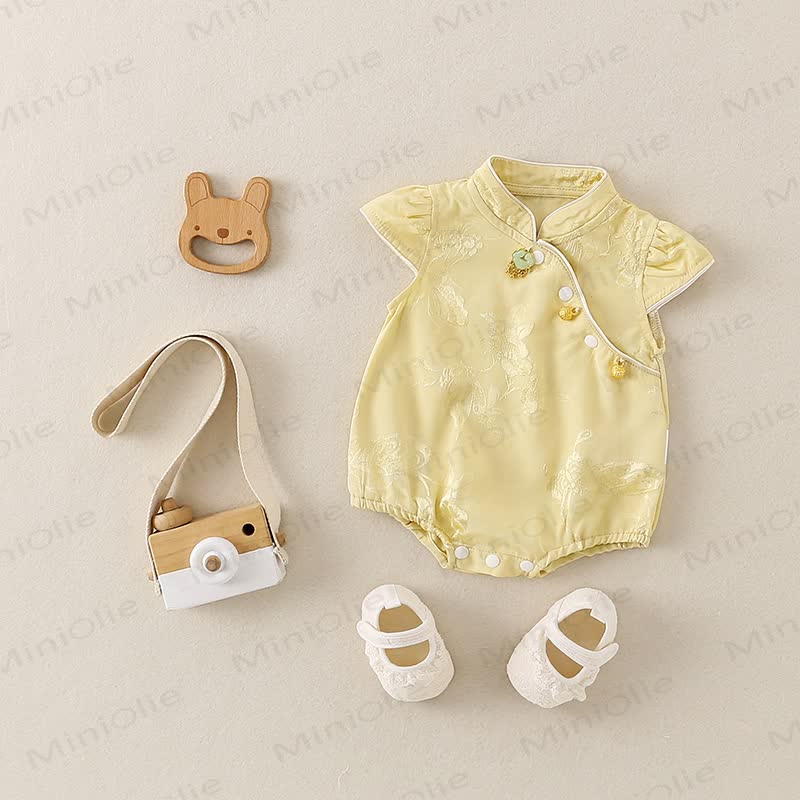 Baby Cheongsam Floral Bodysuit - image 2
