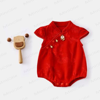 Baby Cheongsam Floral Bodysuit - Red - 18-24M - image 7