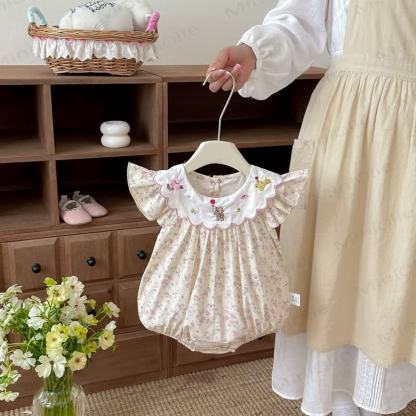 Baby Girl Floral Cotton Bodysuit - Beige - 18-24M - image 1