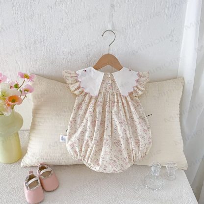 Baby Girl Floral Cotton Bodysuit - image 3
