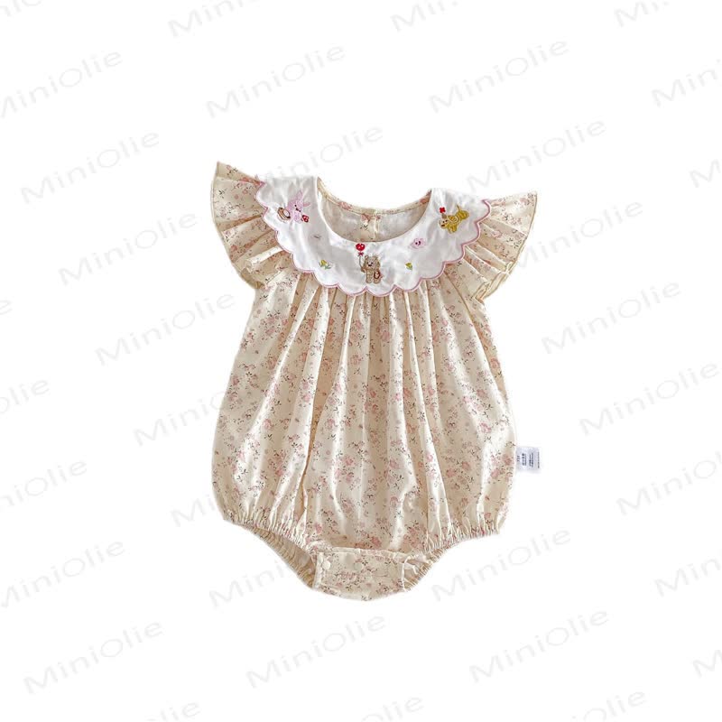 Baby Girl Floral Cotton Bodysuit - image 10