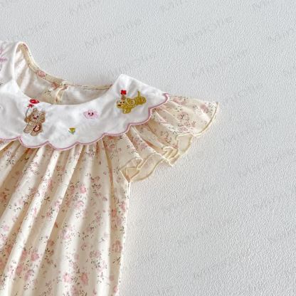 Baby Girl Floral Cotton Bodysuit - image 5