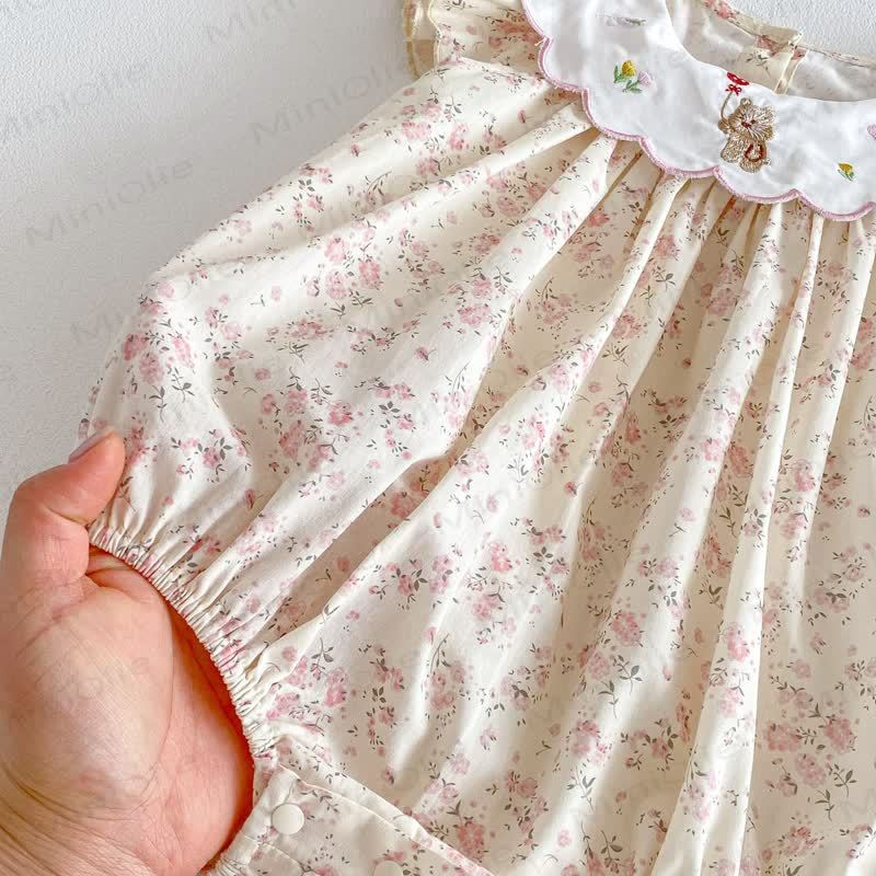 Baby Girl Floral Cotton Bodysuit - image 7