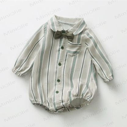 Baby Striped Gentleman Bodysuit - Green - 18-24M - image 1