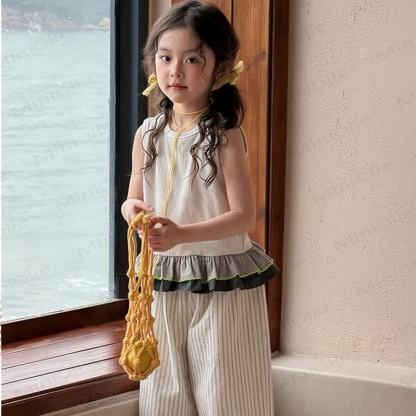 Toddler Kid Girls Ribbed Tank Top or Stripe Pants  - image 1