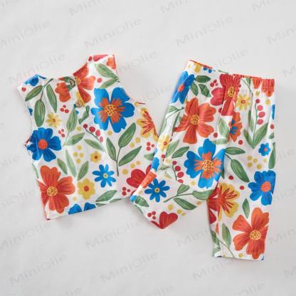 Baby 2-Piece Beige Flower Sleeveless Set - image 3