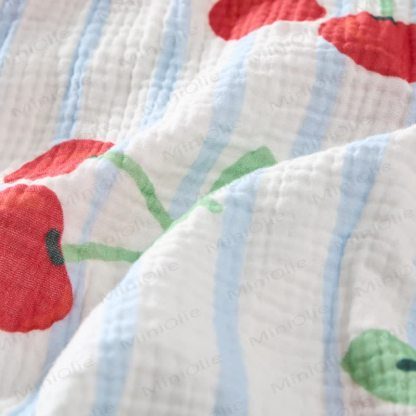 Baby Cherry Fullprint Blue Striped Romper With Hat - image 6