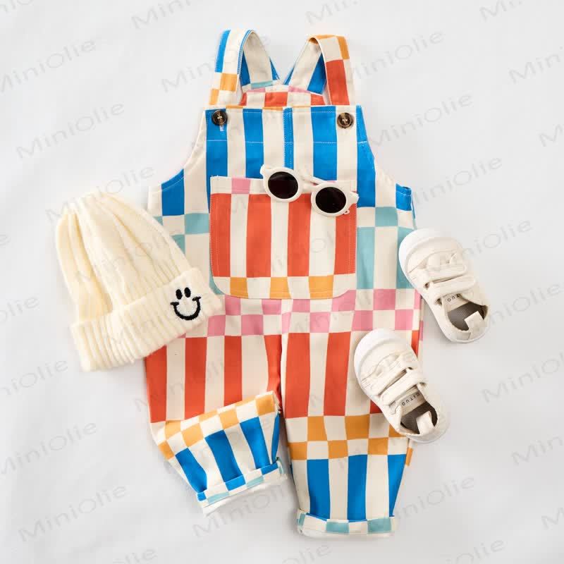 Baby Toddler Colorful Striped Plaid Overalls  - image 2